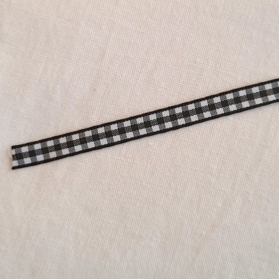Dekorationsband 7 mm - rutigt svart/vit