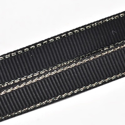 Ripsband 9 mm - svart med silverkant