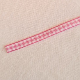 Dekorationsband 7 mm - rutigt rosa/vit